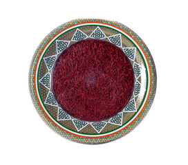 dry saffron box on isolated background