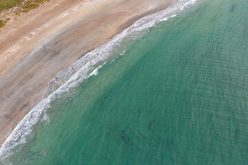 Aerial view of Cashelgolan beach, Castlegoland, by Portnoo in County Donegal - Ireland