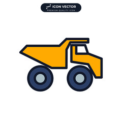 Heavy duty dump truck icon symbol template for graphic and web design collection logo vector illustration