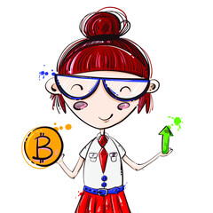 Vector illustration of a girl. Finance and business