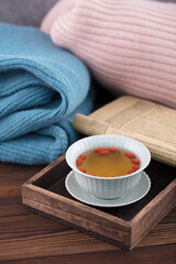 Obraz na płótnie Canvas Winter nourishing medlar tea