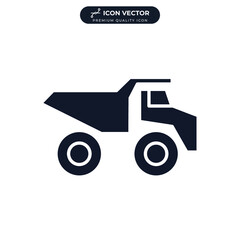 Heavy duty dump truck icon symbol template for graphic and web design collection logo vector illustration