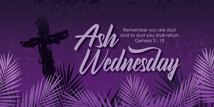 Ash Wednesday Poster Or Banner in purple Background.