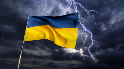 Ukraine symbol goverment politic sad weather thunder flag