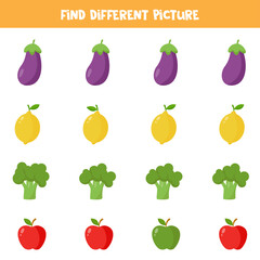 Find picture which is different from others. Worksheet for kids.