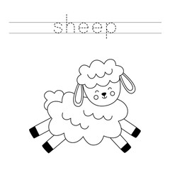 Trace the letters and color Easter sheep. Handwriting practice for kids.