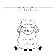 Trace the letters and color Easter sheep. Handwriting practice for kids.