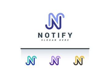 Letter N simple line art logo