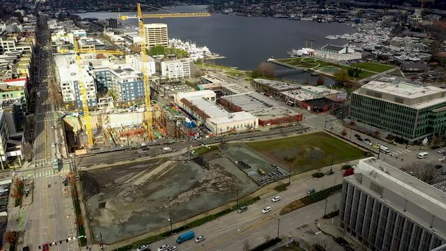 Aerial shot of Amazon's future headquarters before construction had began.