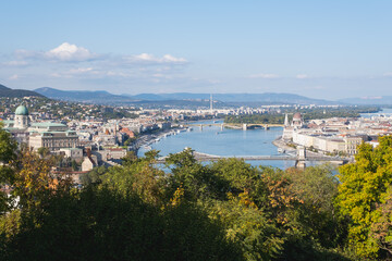 Fototapeta na wymiar Budapest city view. Danube crossing the city. Capital of Hungary.