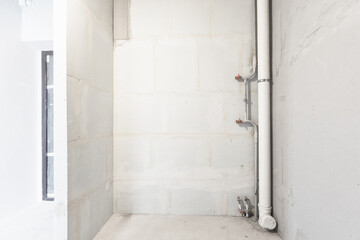 interior of the apartment without decoration in white colors