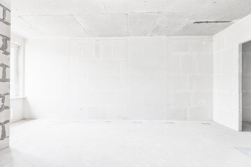 interior of the apartment without decoration in white colors