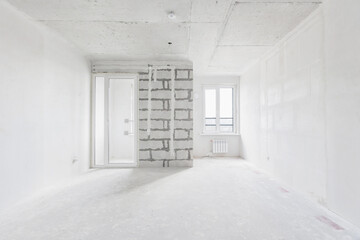 interior of the apartment without decoration in white colors