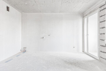 interior of the apartment without decoration in white colors