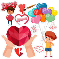 Valentine theme with many hearts and boys