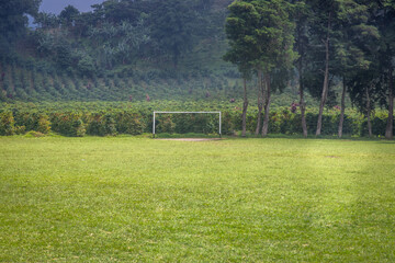 Football field in the middle of the country side near lake Atitlán in Guatemala