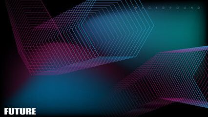abstract futuristic technology background with gradient hexagonal shapes.vector illustration