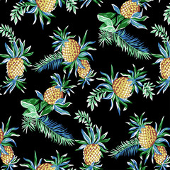 Pineapple seamless pattern with dark base vector file  © Anupriya Dodiyar