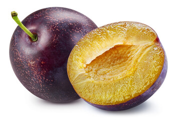 Plum isolated. Plum on white. Full depth of field. With clipping path