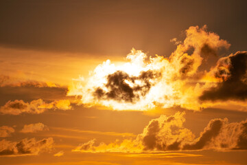 Dark clouds at sunset or sunrise Dramatic thunderstorm landscape with building clouds Natural rainy dark sky Amazing for nature composition background