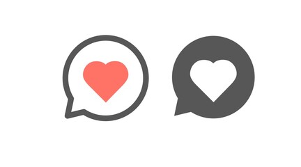 Talk and Heart Icon Set. Vector flat editable illustration set
