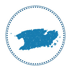 Vis sticker. Travel rubber stamp with map of island, vector illustration. Can be used as insignia, logotype, label, sticker or badge of the Vis.