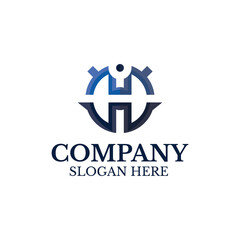 The letter H logo combined with the anchor and steering wheel of the ship, this logo is suitable for any type of business related to ports, shipping, cruise ships, or related companies.