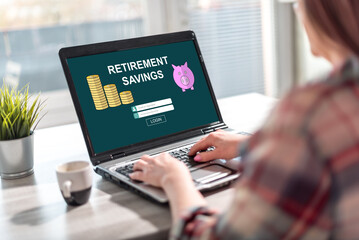 Fototapeta na wymiar Retirement savings concept on a laptop screen