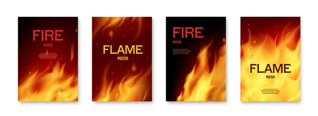 Fire Posters Set © Macrovector