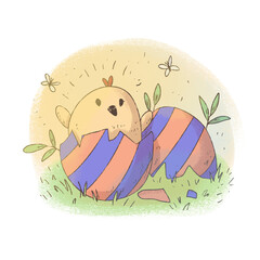 The chick hatched from the Easter egg.