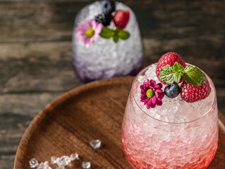 Cocktails with fresh berries closeup