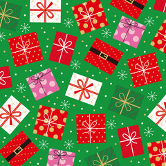 christmas seamless pattern with christmas gifts