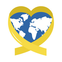 ribbon and world map