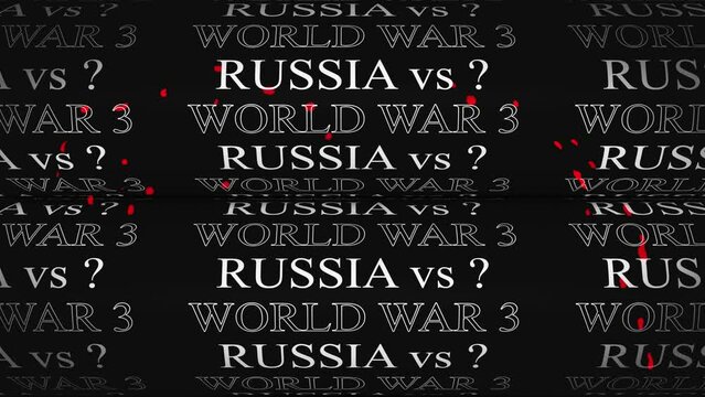 World war 3 kinetic text with seamless motion. And blood splatters. Suitable for motion graphics, infographics, and good for backdrops and backgrounds. 4K UHD