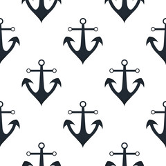 anchor seamless pattern with sailing theme on white background