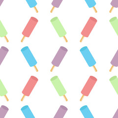 colorful ice cream seamless pattern on white background