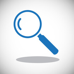 Blue magnifying glass icon isolated on white. Search icon in flat style. Trendy magnifying glass icon for search and zoom symbol, sign, ui, web site and magnifier logo. Modern magnifying glass vector