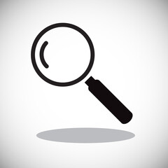 Black magnifying glass icon isolated on white. Search icon in flat style. Trendy magnifying glass icon for search and zoom symbol, sign, ui, web site and magnifier logo. Modern magnifying glass vector