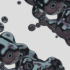 Abstract 3D render background - liquid shapes, metaball color drops