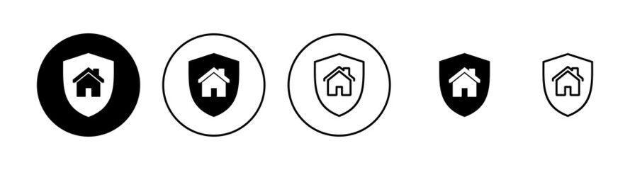 house insurance icons set. house protection sign and symbol