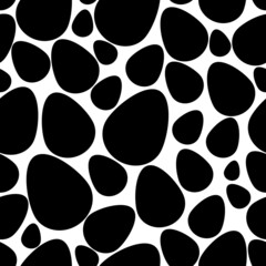 Eggs silhouette. Chicken eggs are black. Repeating vector pattern. Isolated background. Seamless gloomy ornament. Fragile shell. Idea for web design, packaging, wallpaper, case, textile.