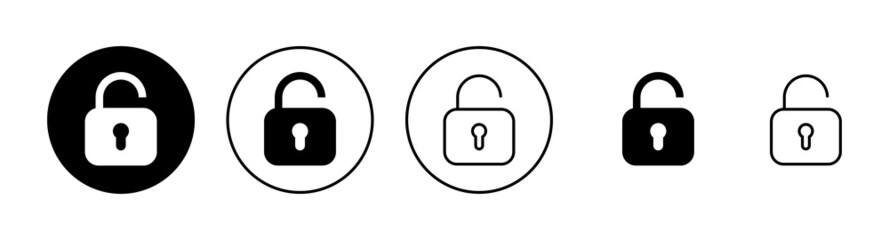 Unlock icons set. Unlock sign and symbol. unlocked padlock icon