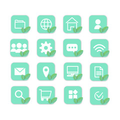 minimalistic green eco icons for phone, website or other purposes