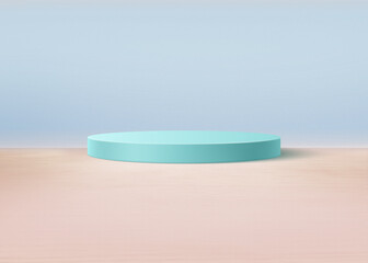 Empty studio background with a podium in the center 