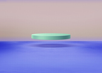 Empty studio background with a podium in the center 