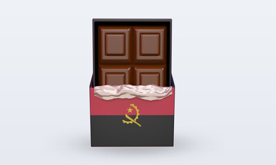 3d chocolate Angola flag rendering front view