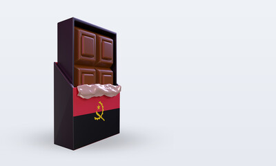 3d chocolate Angola flag rendering left view