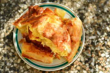  Bakery .Home made  Cheese Pie  with Phyllo Pastry and organic Eggs. Bulgarian banitsa