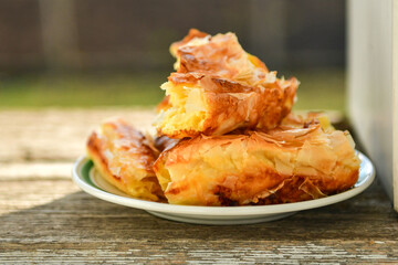  Bakery .Home made  Cheese Pie  with Phyllo Pastry and organic Eggs. Bulgarian banitsa