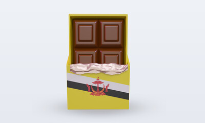 3d chocolate Brunei Darussalam flag rendering front view